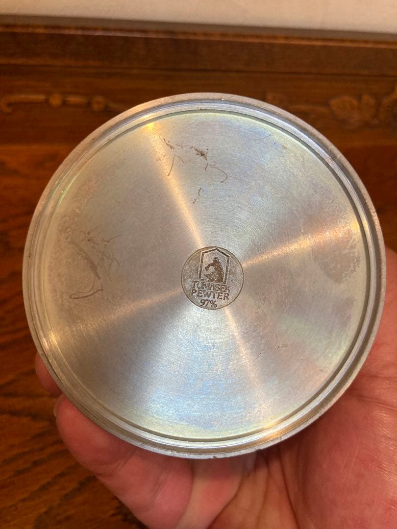 TUMASEK PEWTER ツマセク ピューター 錫製 茶筒 茶道具 草花紋