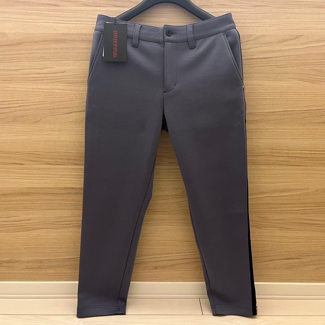 新品★34,100円 BRIEFING サイドロゴラインパンツ グレー×黒白 M