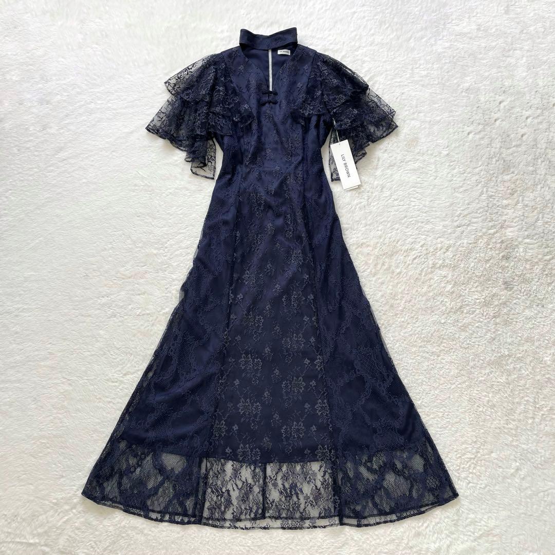 新品 LILY BROWN レースチャイナドレス ネイビー サイズ1