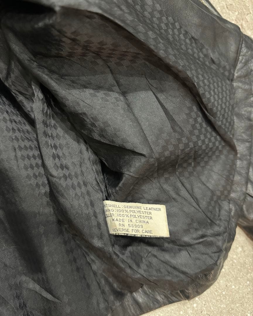 90s ブラック レザースポーツジャケット 本革 ビンテージ 古着