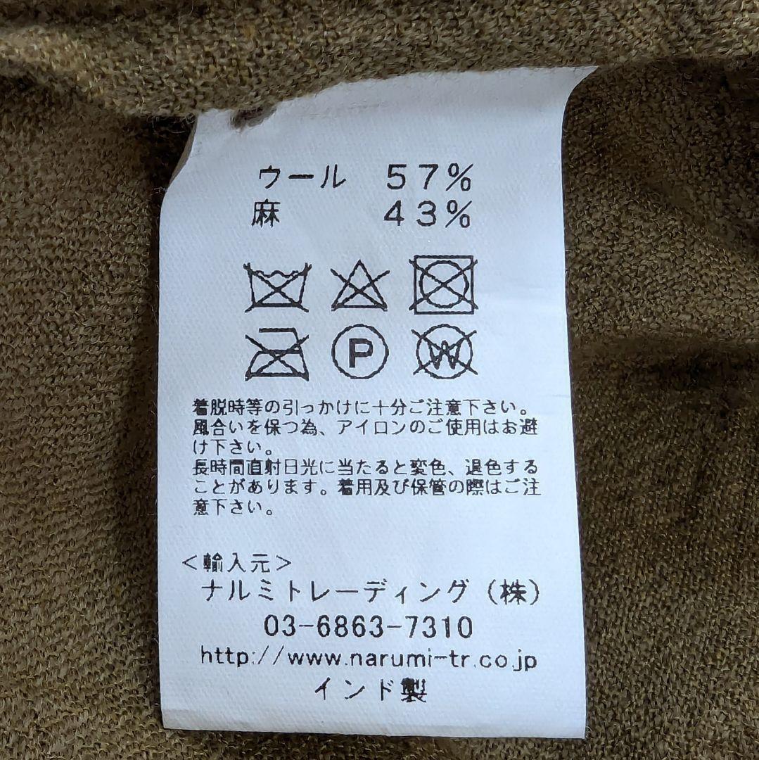 SOIL ウールリネン ダブルボタン ギャザーワンピース シボ感 インド製