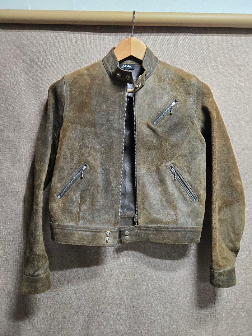 A.P.C. ヴィンテージ加工 スエードレザーシングルライダースジャケット