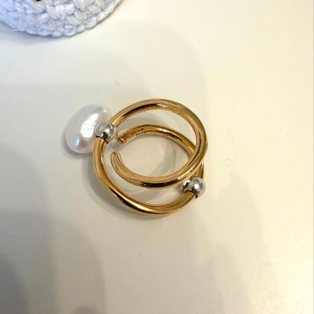 新品 PLOW Wave Ring -Peace- Gold ＆パールチャーム