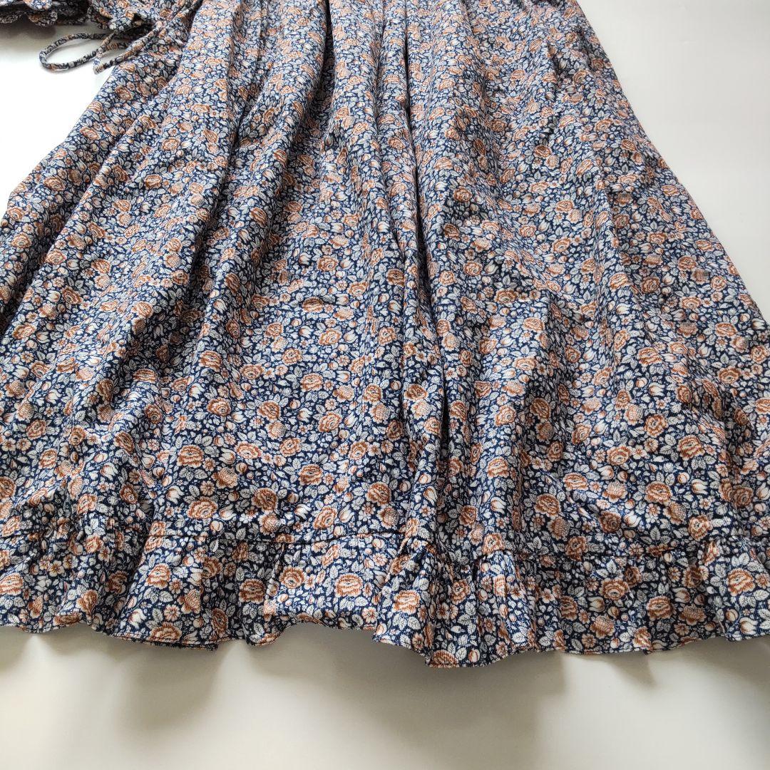 美品 ホラーヴァキュイ パフスリーブ 長袖 コーデュロイ 花柄 ロングワンピース