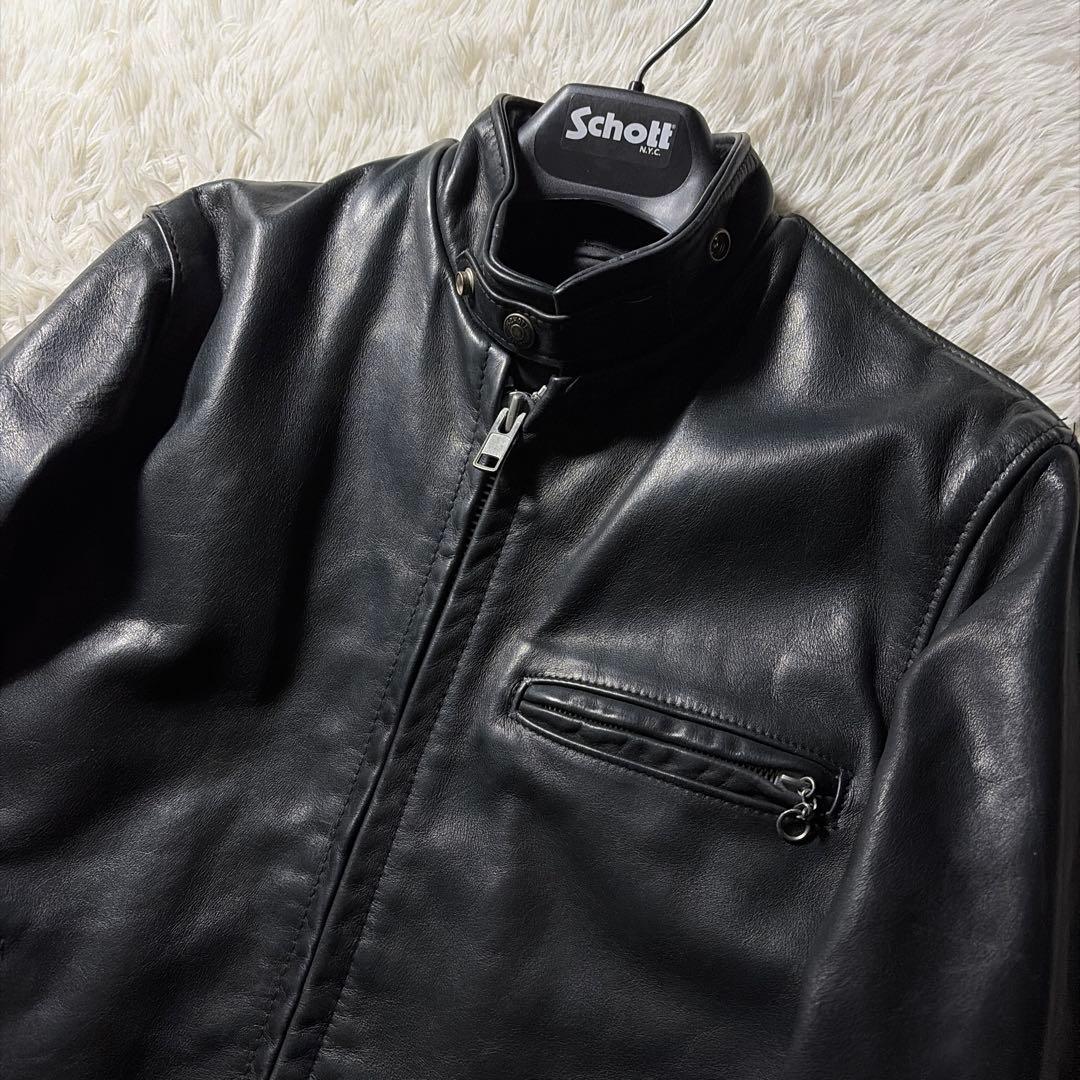 【米国製】schott ライダースジャケット 141 本革　ブラック　36
