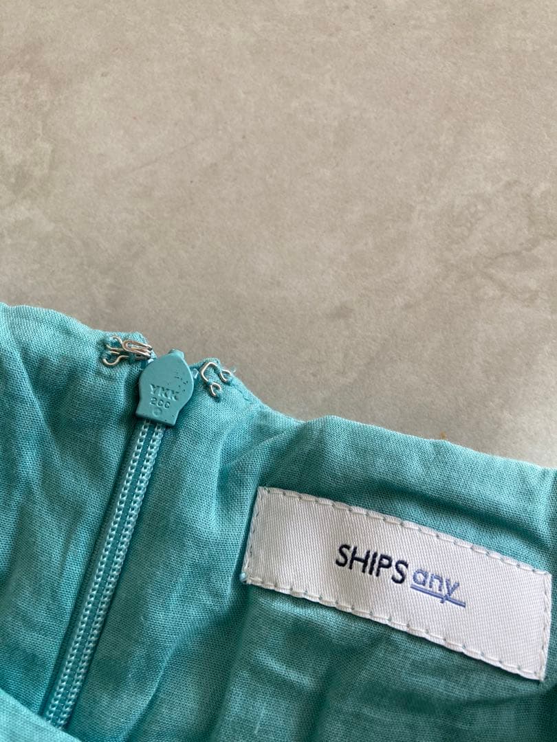 SHIPS any ハンドスモッキングコットン フレア ノースリーブ ワンピース