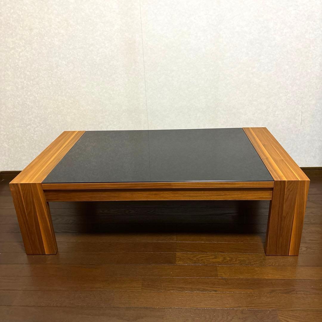 【美品】Hulsta ローテーブル ウォールナット ブラックガラス