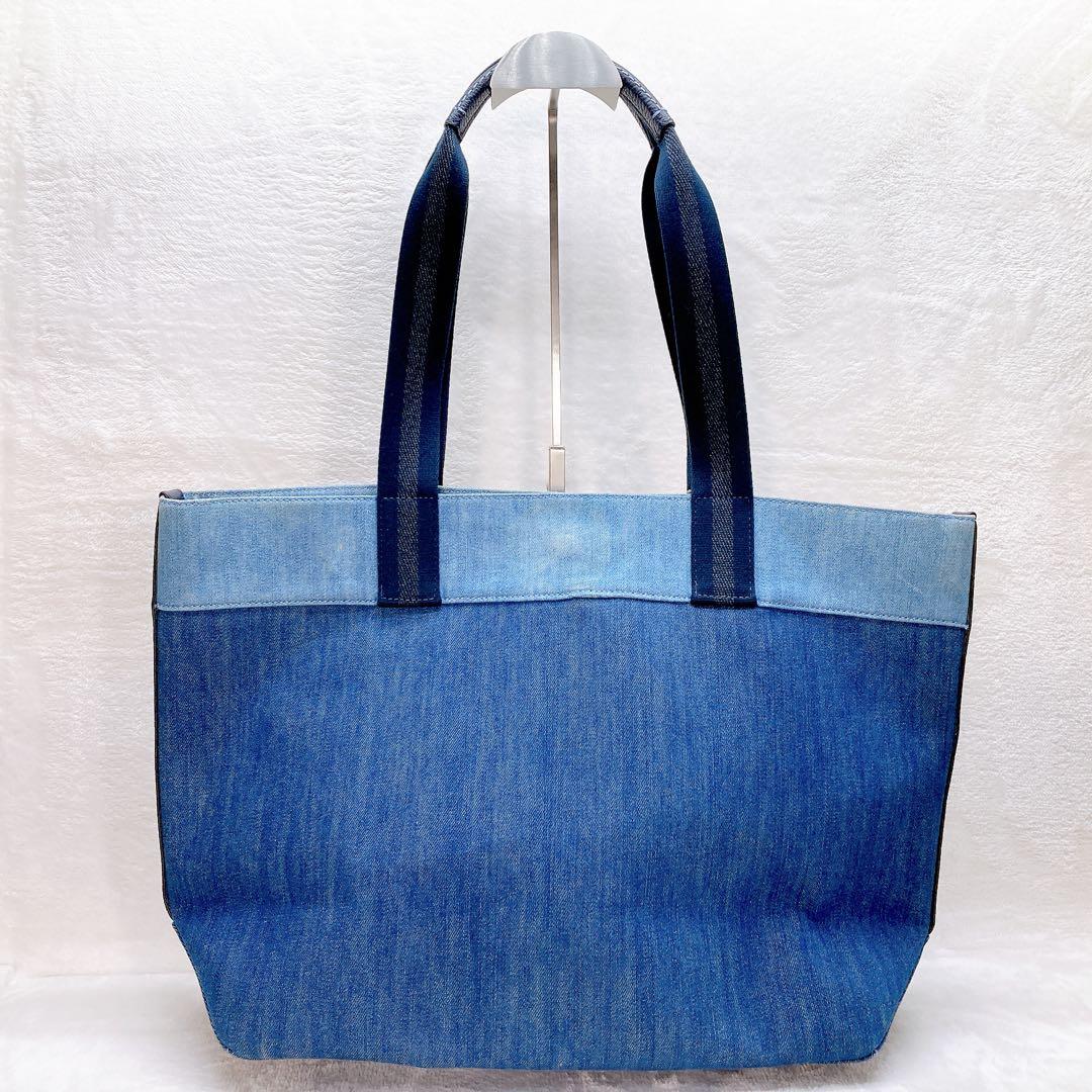 ✨美品✨COACH コーチ トートバッグ デニム デカロゴ A4収納可 レザー