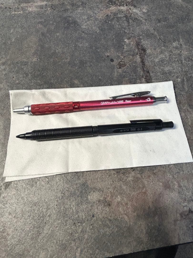 Pelikan M400青縞　14金F(細字) オレンズネロ0.3、グラフギア赤