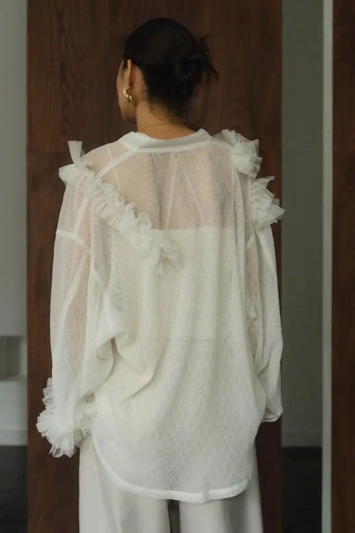 Knuth Marf tulle design blouse white 新品