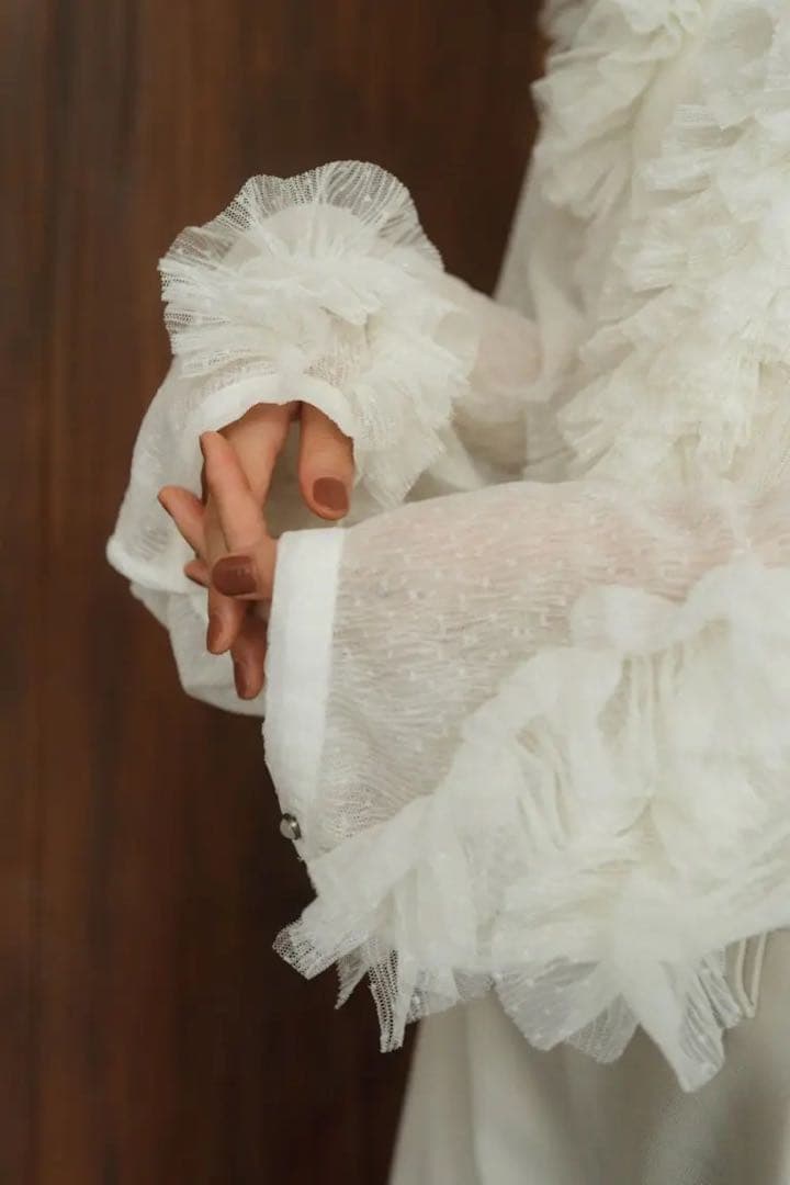 Knuth Marf tulle design blouse white 新品