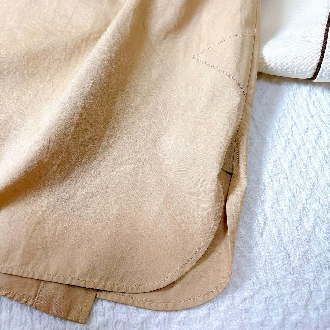 HERMES Hロゴ刺繍　アシンメトリーシャツワンピース 長袖　ロゴボタン