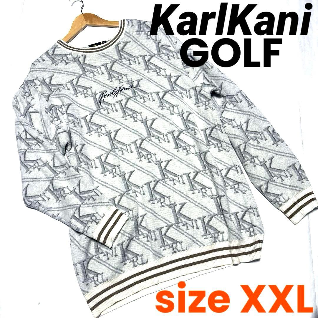 KarlKani GOLF エンブレム刺繍 総ロゴ デザイン ニット セーター