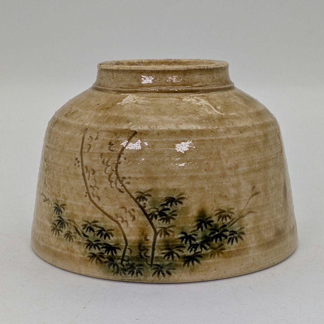 加藤唐三郎 黄瀬戸松絵茶盌 用心箱合布 瀬戸焼 抹茶碗 抹茶茶碗 茶道具 茶器