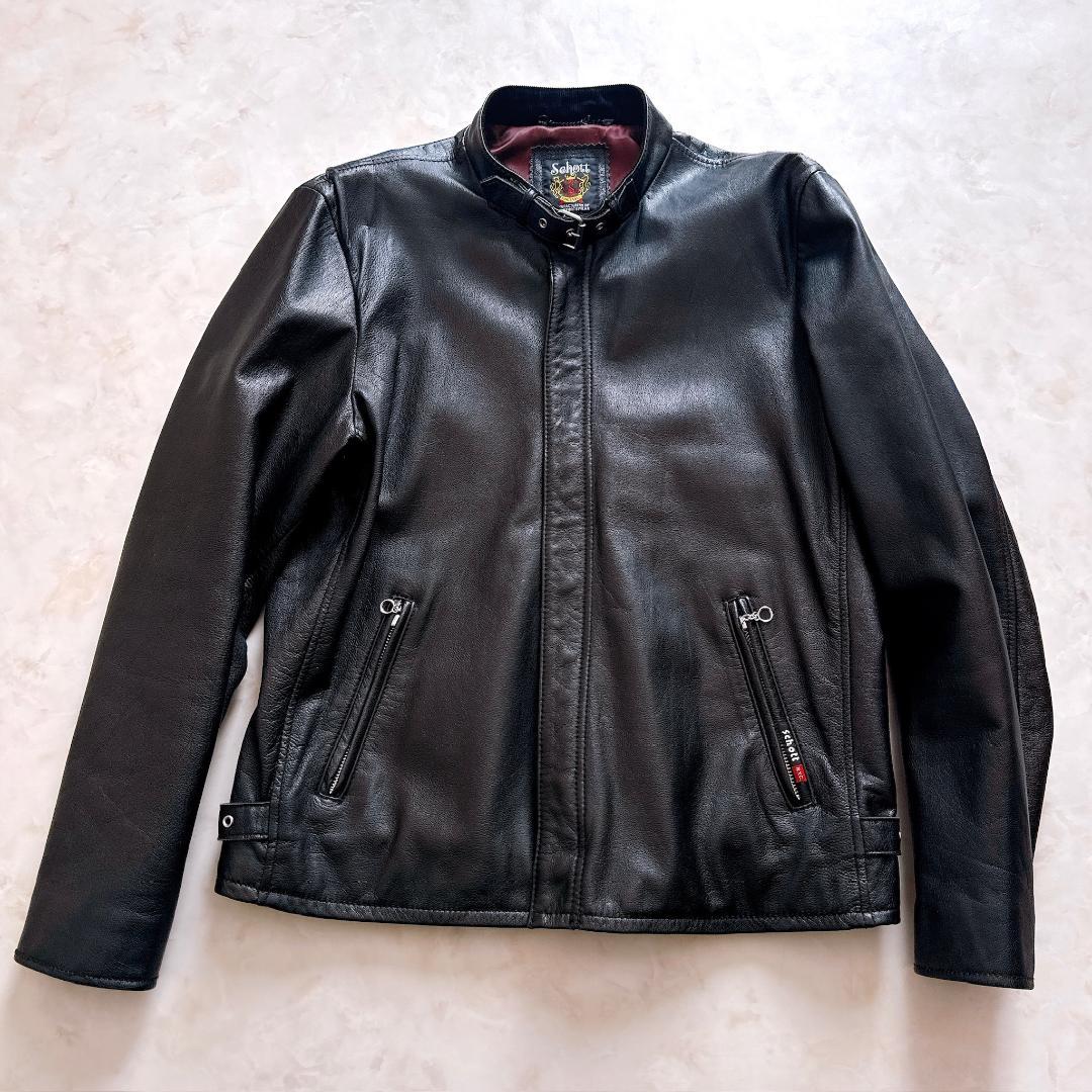 【美品】Schott シングルライダースジャケット ゴートレザー XL