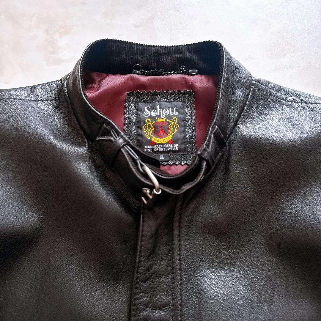 【美品】Schott シングルライダースジャケット ゴートレザー XL