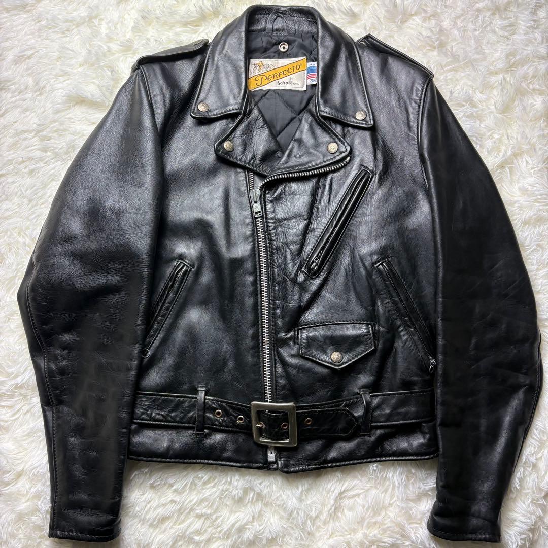 【米国製】schott ライダースジャケット　618 本革　ブラック　36