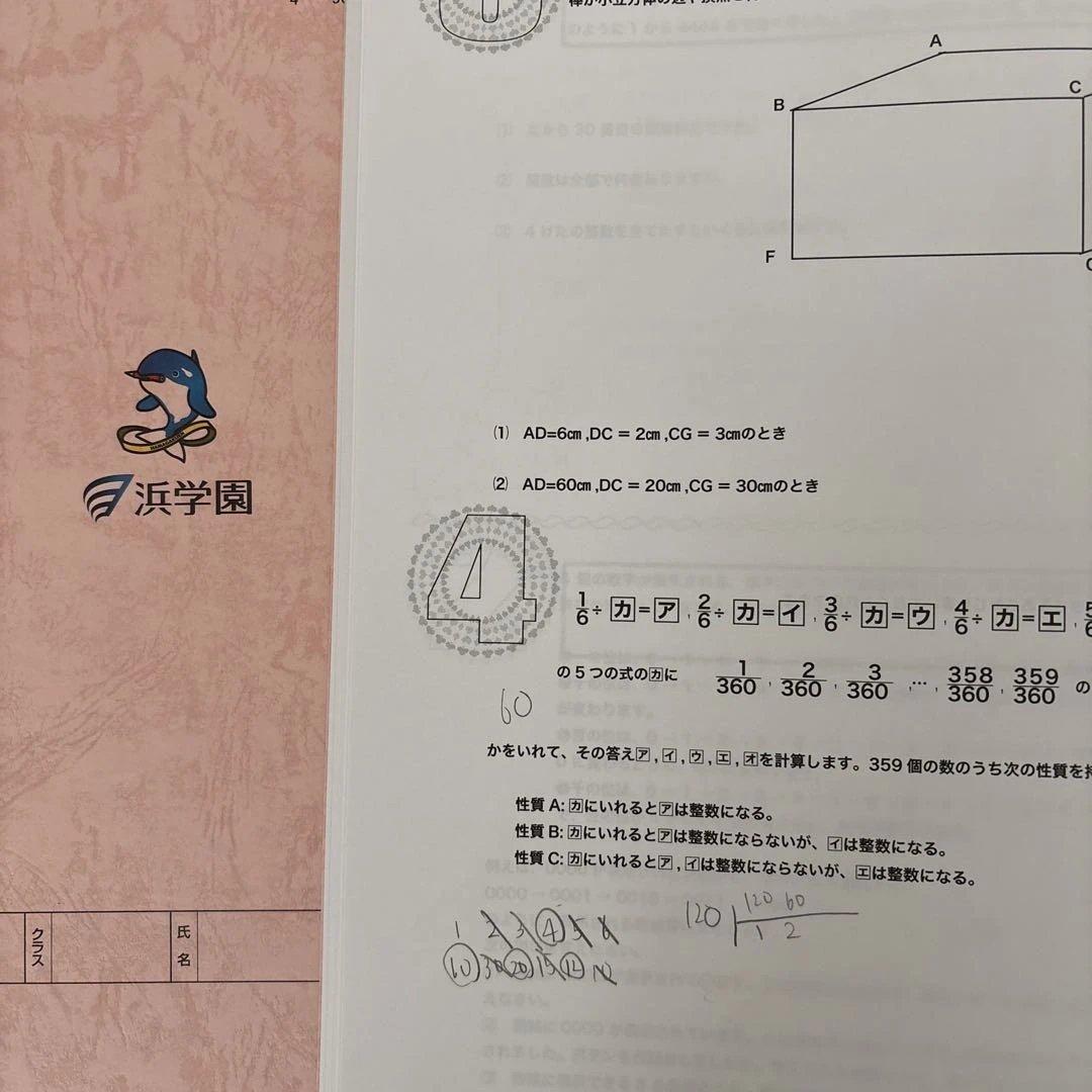 2025年度　浜学園　小6 最難関レベル　算数　全4分冊　問題集　解答　全8冊