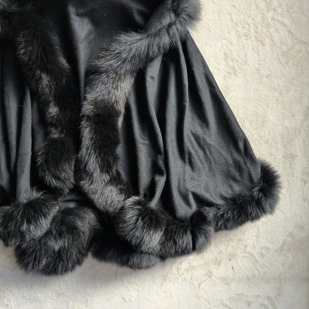 SAGA FURS カシミア100％ フォックスファー ポンチョ ケープ グレー