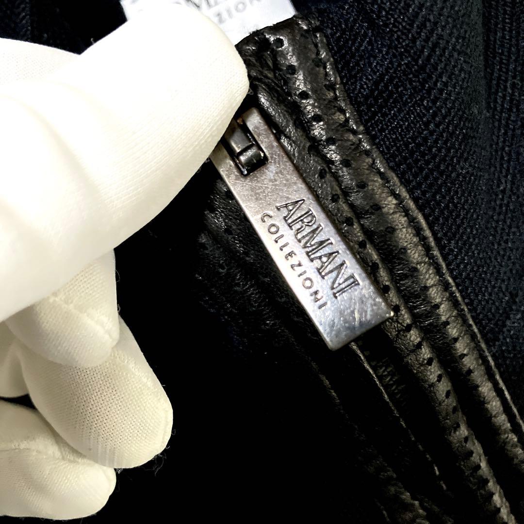 【希少】【armani】ラムレザー　ブラック　アルマーニ　ドライバーズニット
