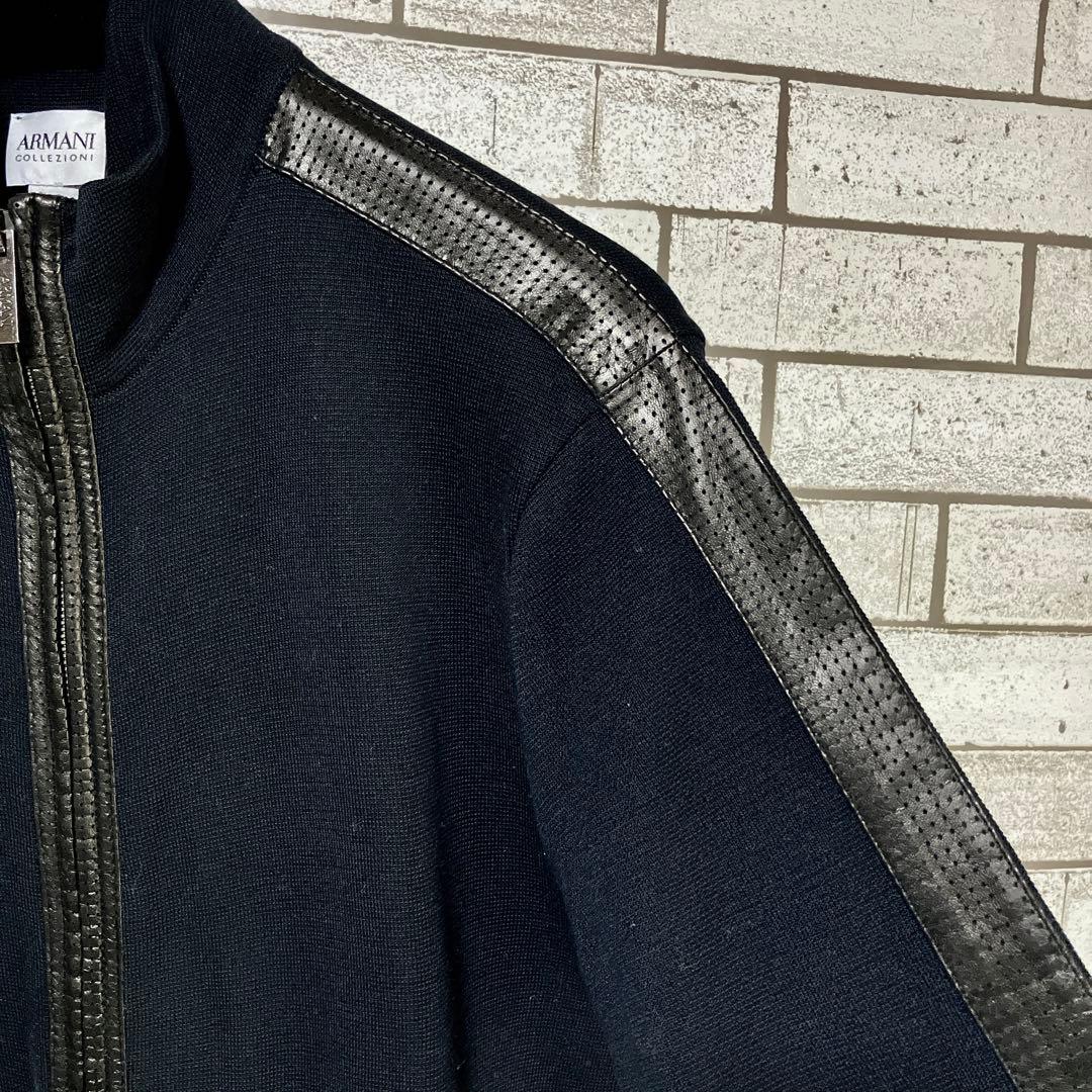 【希少】【armani】ラムレザー　ブラック　アルマーニ　ドライバーズニット