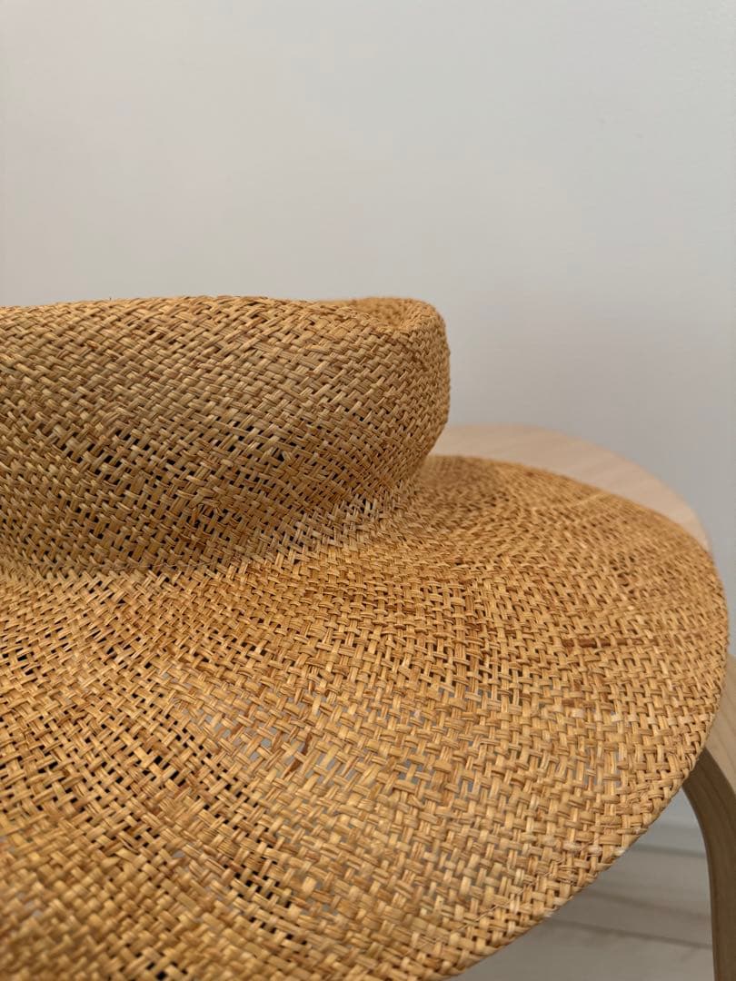 【美品】La Maison de Lyllis ベージュ 麦わら帽子 黒リボン