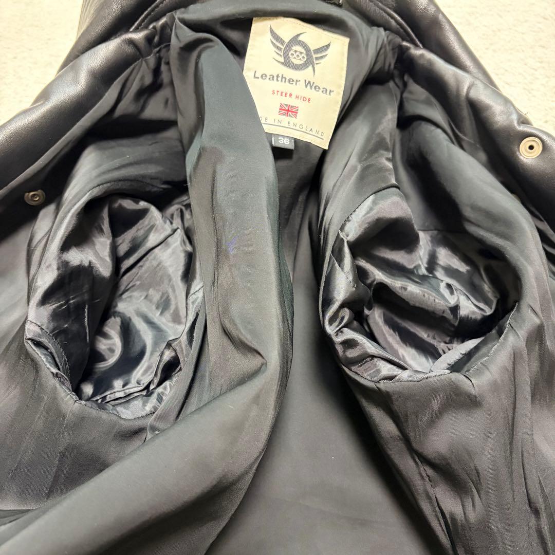 【美品】666 ダブルライダースジャケット レザー ステアハイド 本革 36 M