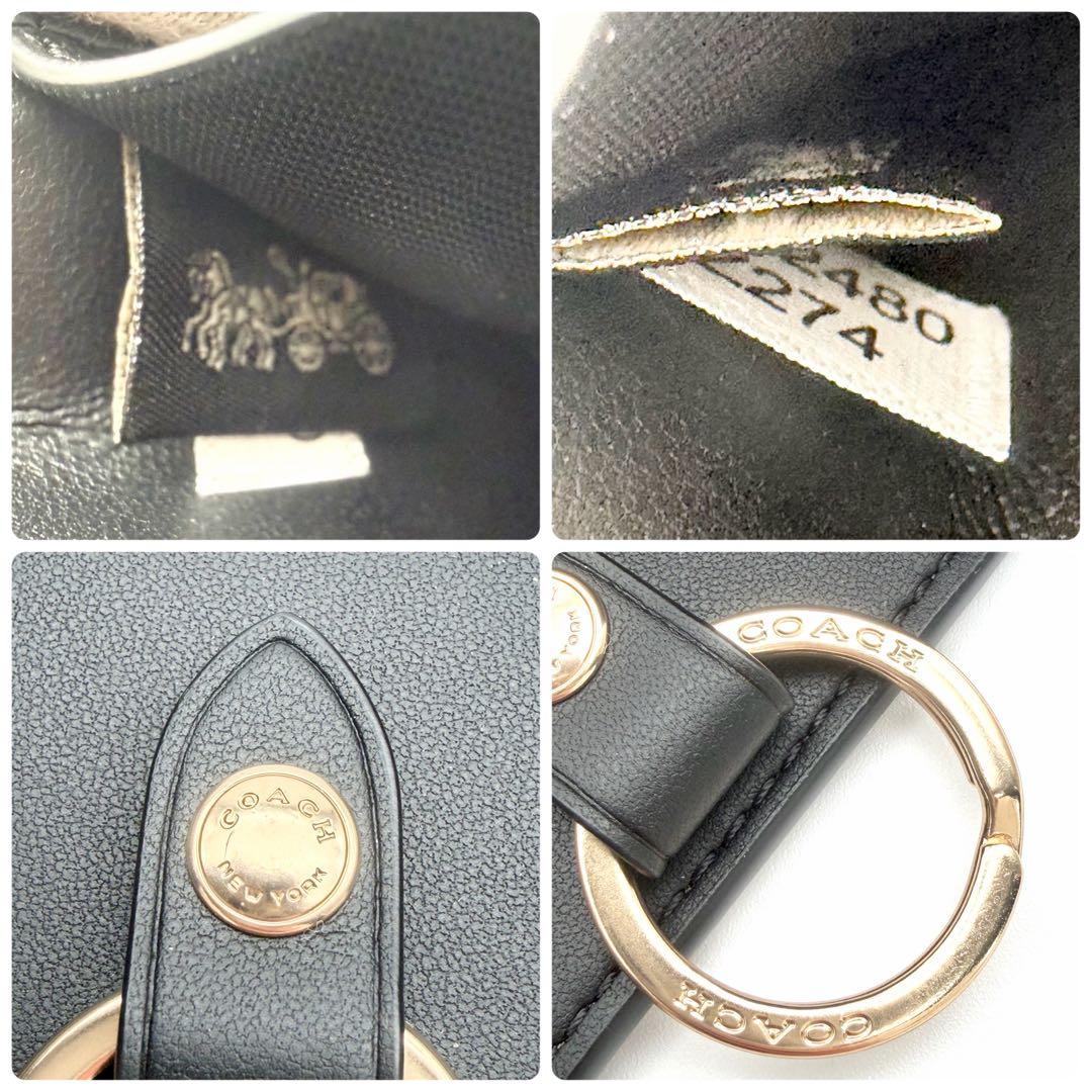 COACH　５連キーケース　ロゴ金具　総柄　馬車ロゴ　型押しロゴ　PVC　レザー