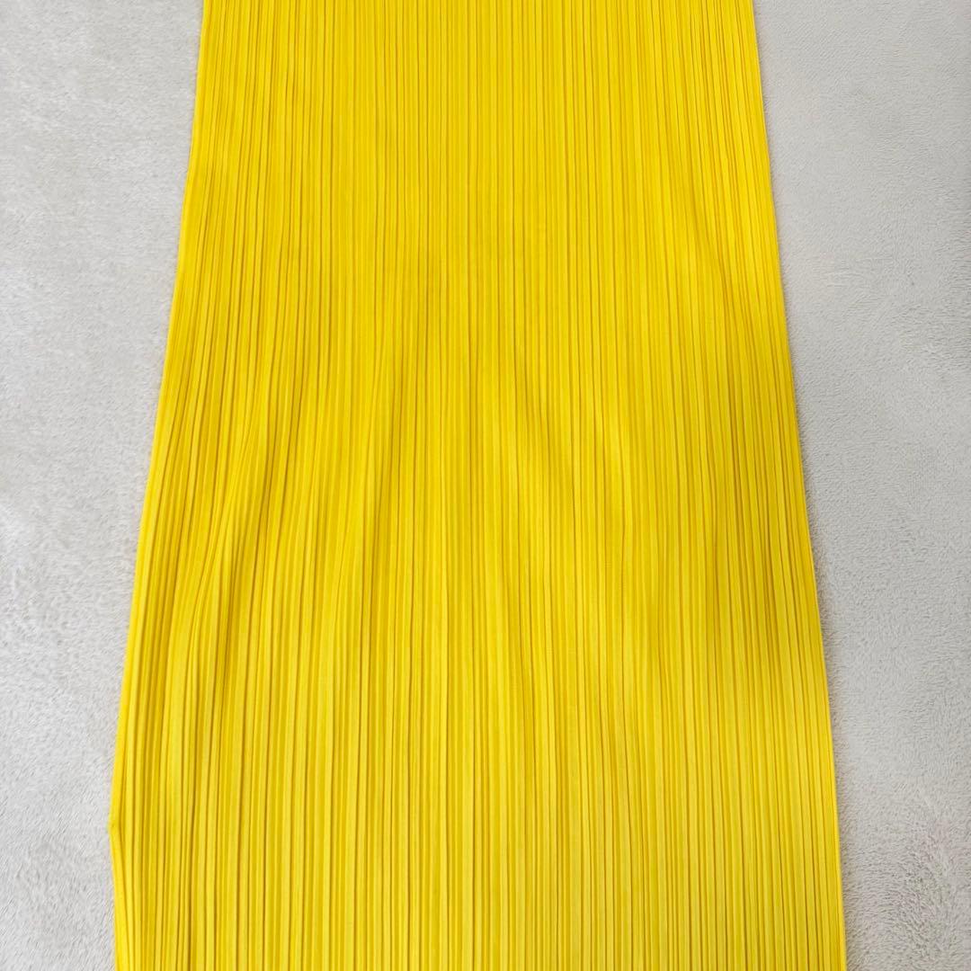 美品✨PLEATS PLEASE スリット入り　ロングワンピース　イエロー