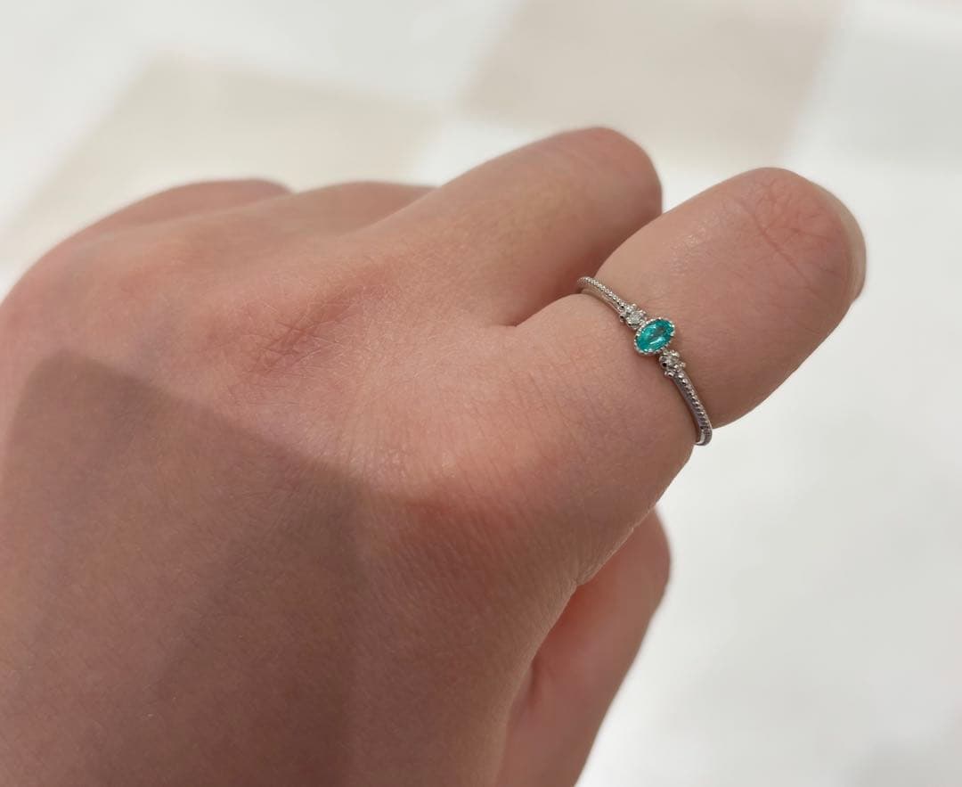 し*ん様 天然パライバトルマリンリング 0.10ct 13号