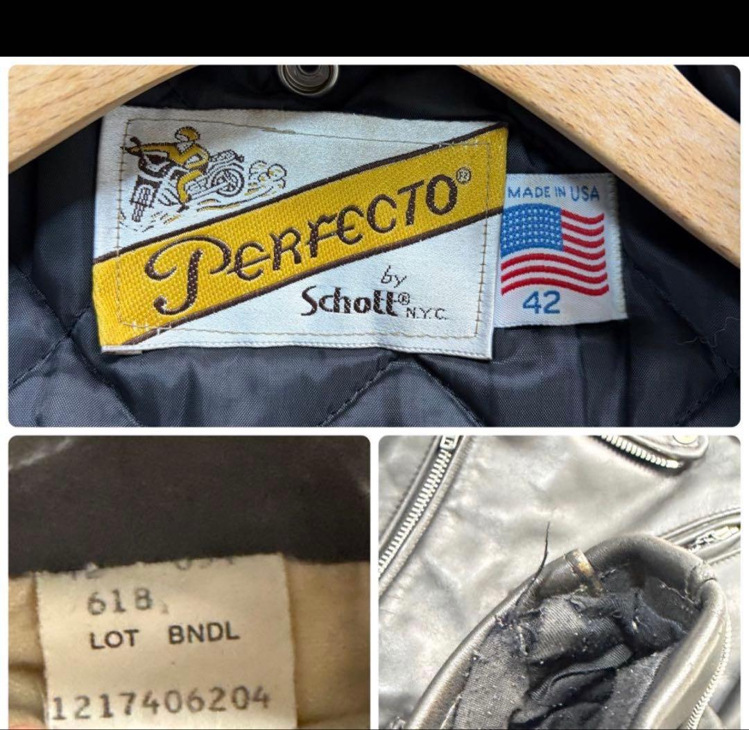 奇跡の42size✨【米国製】schott ダブルライダース 618 黒