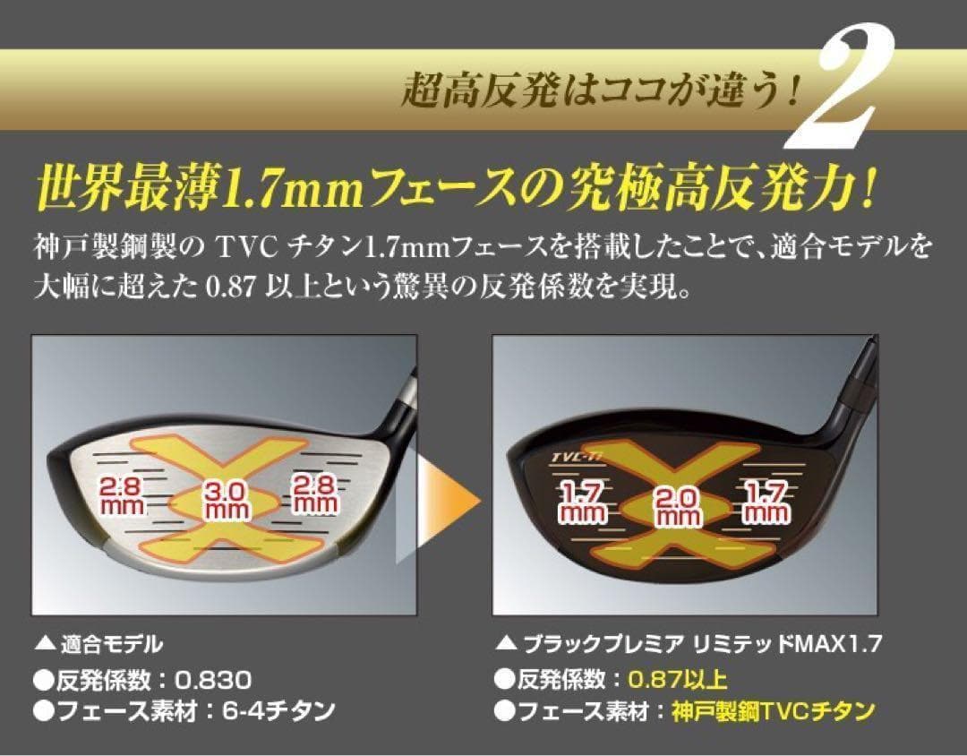 ◆世界最高反発で40yUP!◆ マキシマックス ブラックプレミア MAX1.7
