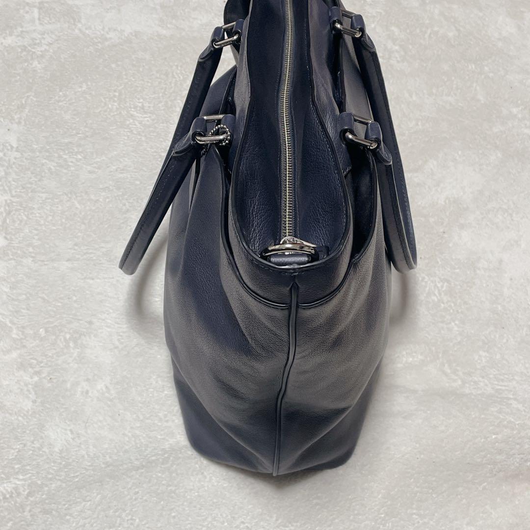 COACH ベケット トートバッグ　ネイビー　A4収納　2way 牛革