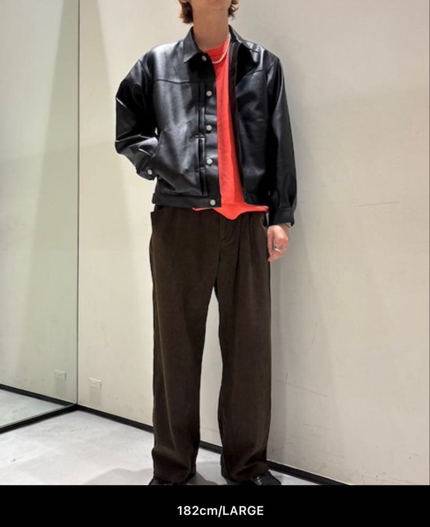 美品シンセティック レザー トラッカージャケット　ブラックL