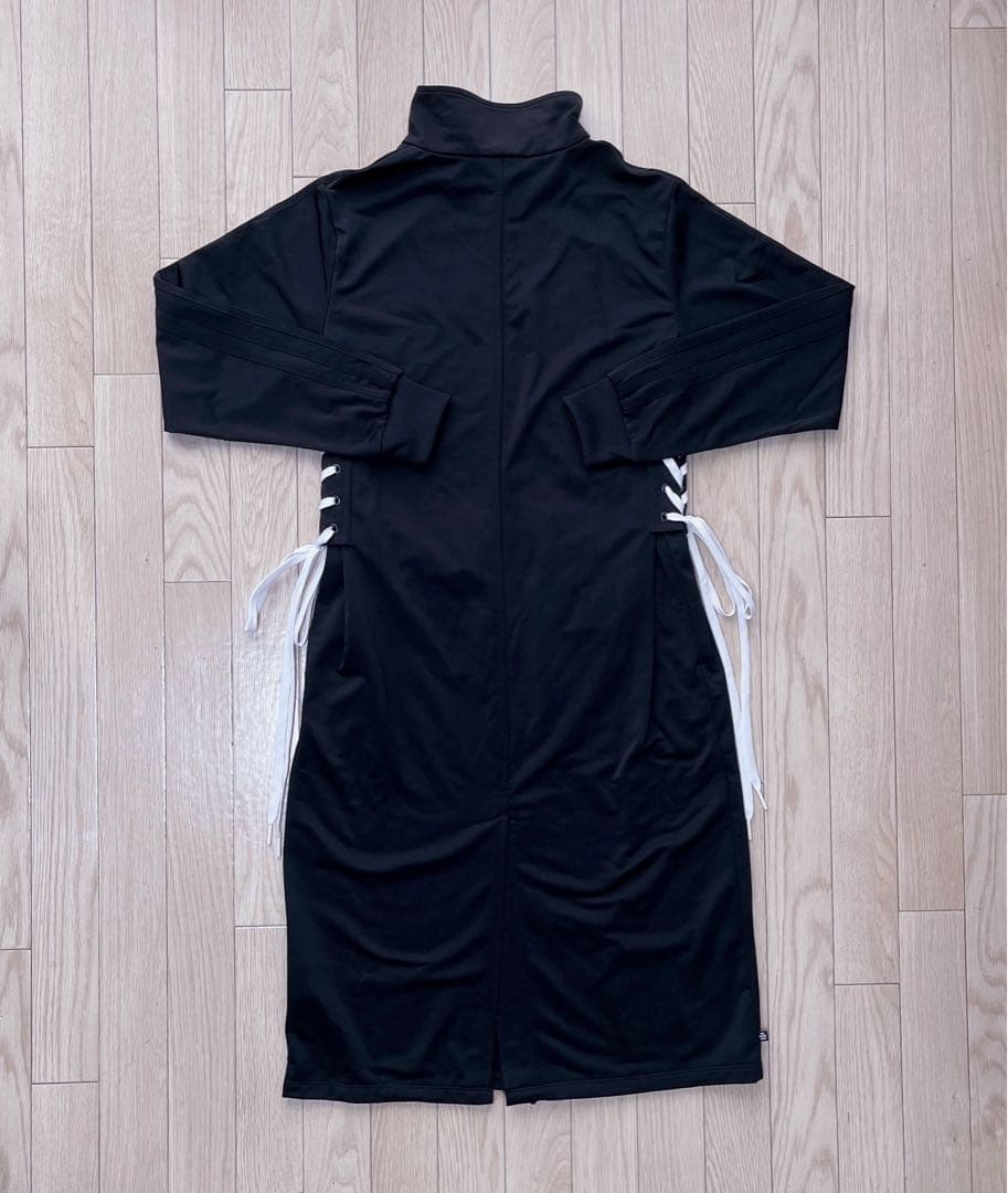 adidas レースアップトラックジャケット ワンピース XL リボン ブラック