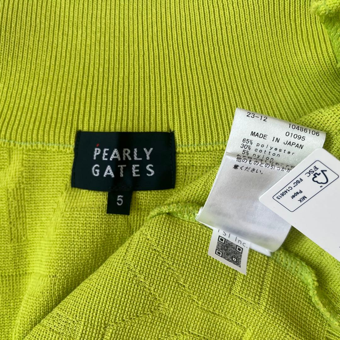 新品★41,800円 パーリーゲイツ 春夏サマーニットジップアップブルゾン黄緑５