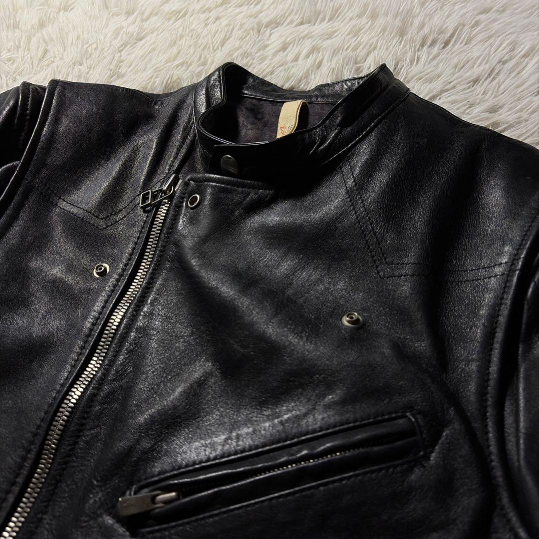 美品■タケオキクチ　ライダースジャケット　ダブル　本革　ブラック　サイズ4