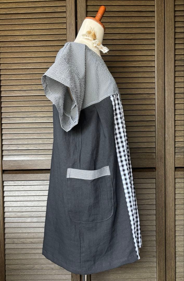 かこ　エプロン　割烹着　ハンドメイド　保育士　介護士　看護　ワンピース