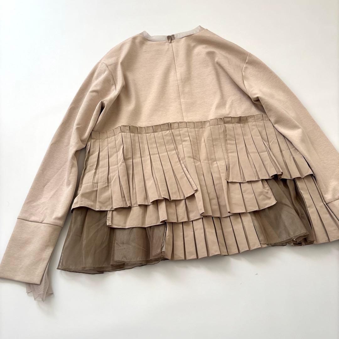 「新品同様」MARILYN MOON 長袖カットソー　プリーツF 手洗い可