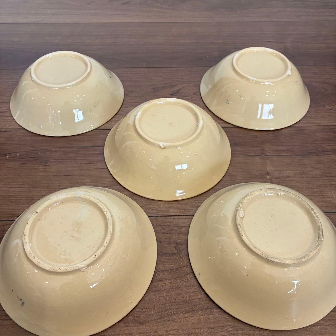 ソンベ焼きどんぶりセット陶器製花柄ボウル 5個セット　ベトナム　ライテウ焼き