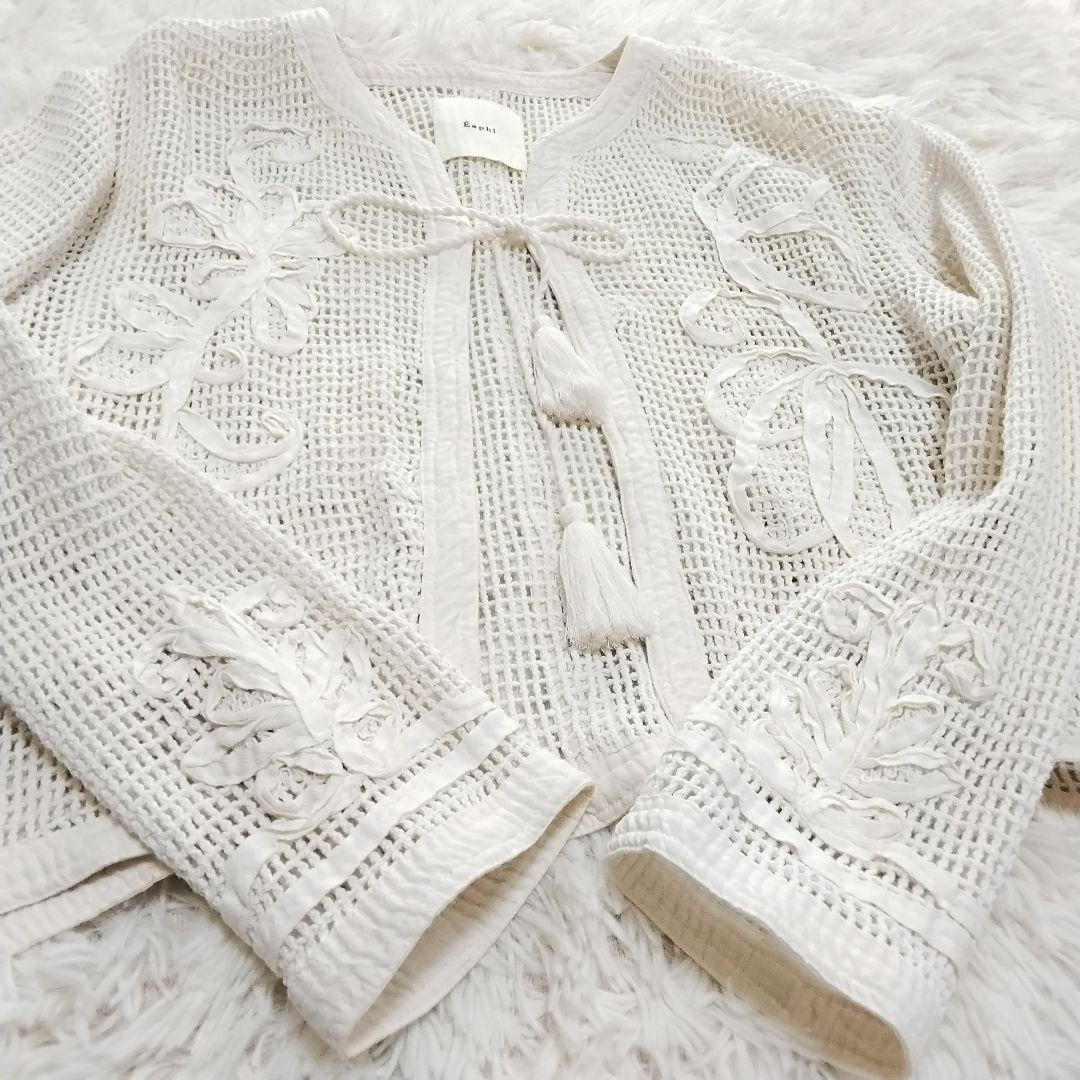 ジャケット・アウター Eaphi COTTON NET TAPE EMBROIDERY JACKET
