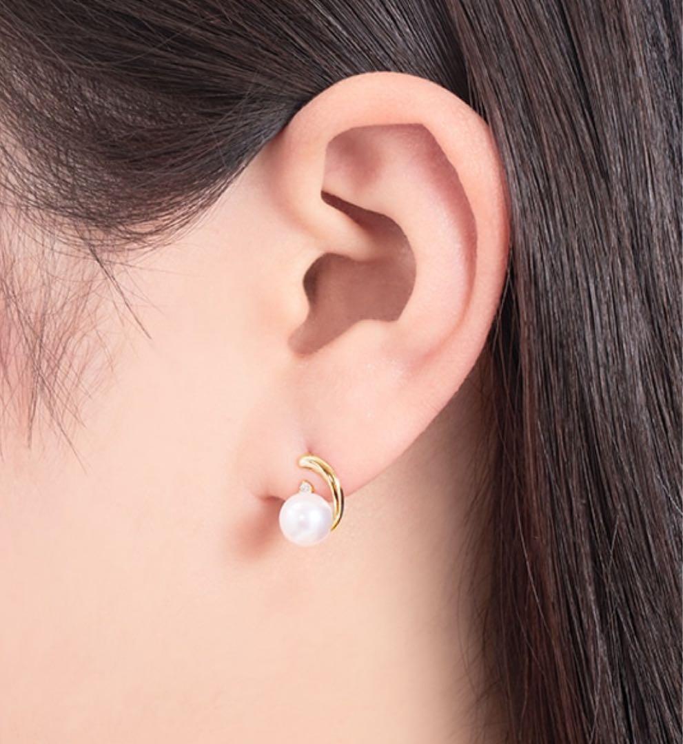 TSUTSUMI ツツミ　K18イエローゴールドアコヤ真珠ピアス（6.5mm）