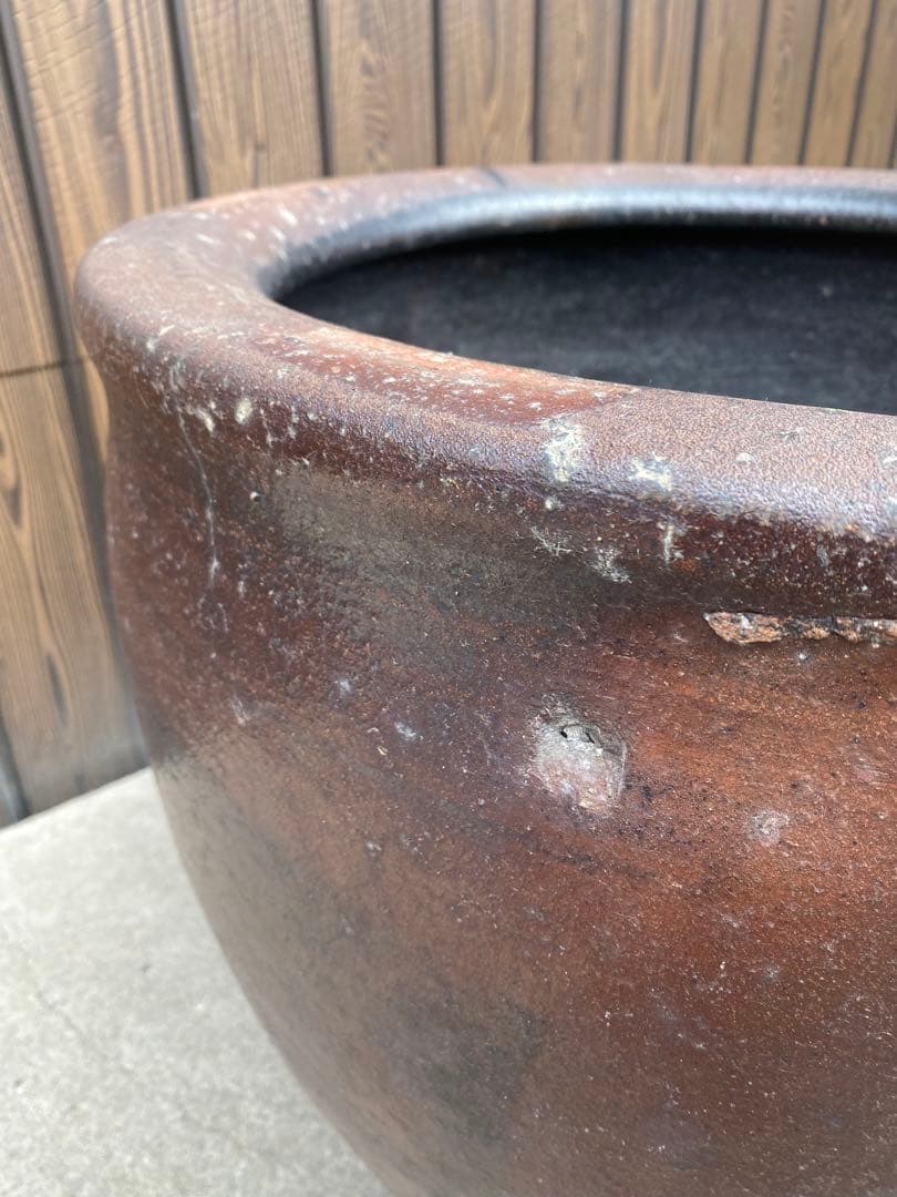 特大　睡蓮鉢　備前焼　金魚鉢　メダカ鉢　水鉢 骨董　アンティーク　鉢カバー
