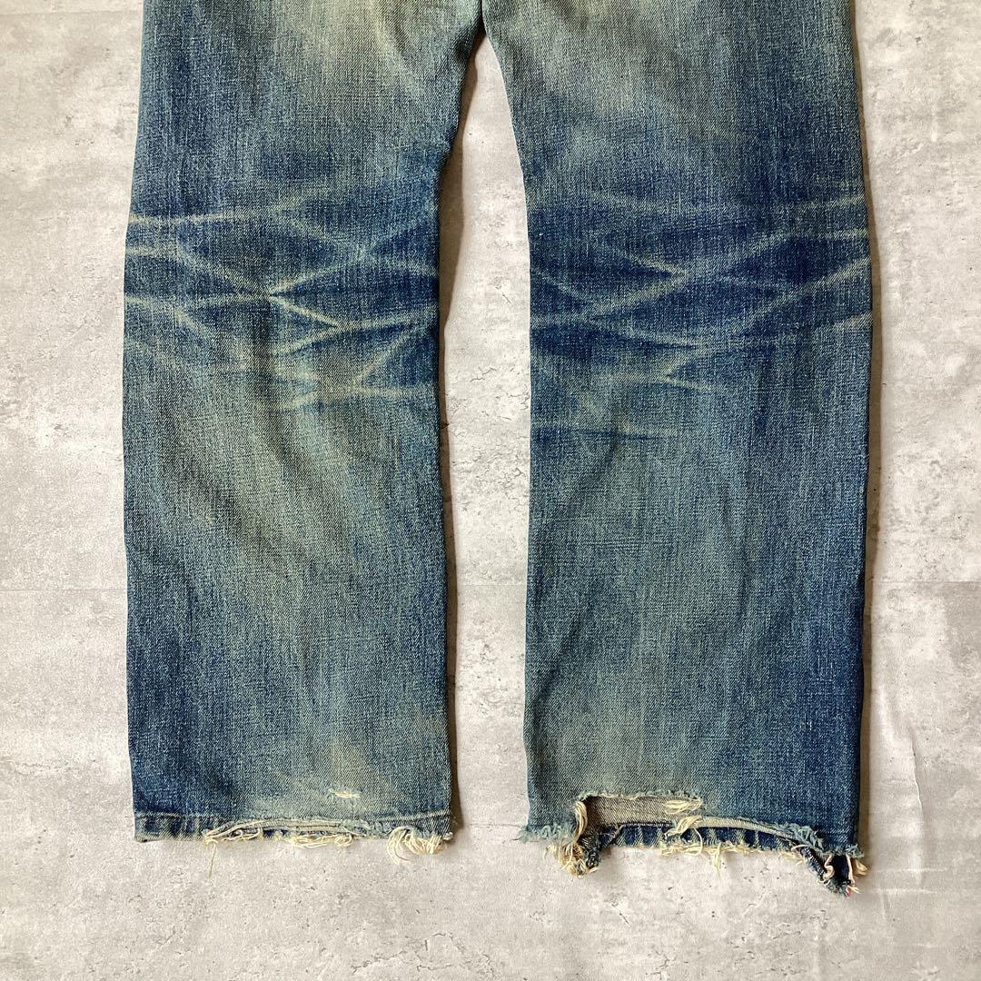 EDWIN505 エドウィン　デニムパンツ　ダメージデニム　ストレート　ブルー