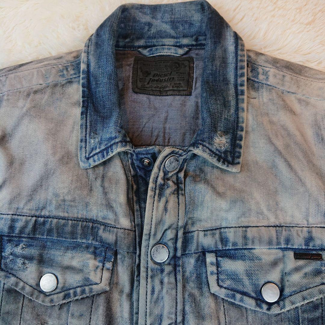 ★ Diesel ★ ディーゼル メンズ 長袖デニムジャケット ダメージ加工