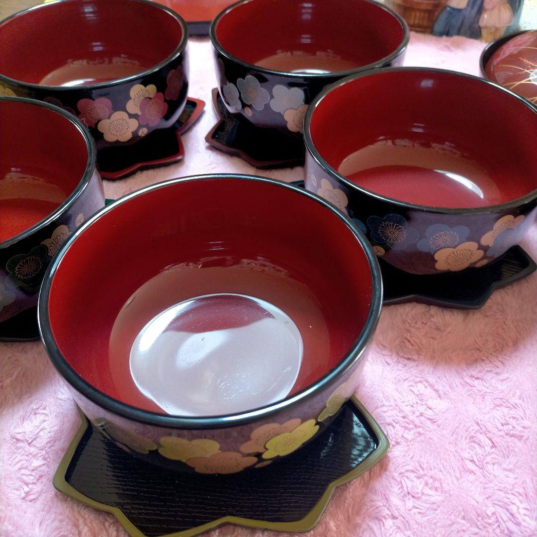 ♥会津漆器　食器セット お寿司 お節 ひつまぶし等の 御椀 汁椀（蓋付き）取皿