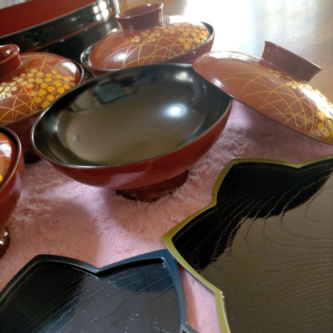 ♥会津漆器　食器セット お寿司 お節 ひつまぶし等の 御椀 汁椀（蓋付き）取皿