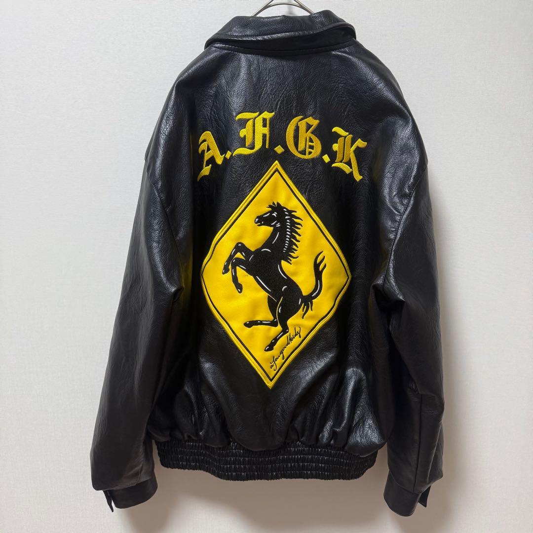 A.F.G.K. a few good kidsレーシング　レザージャケット 黒