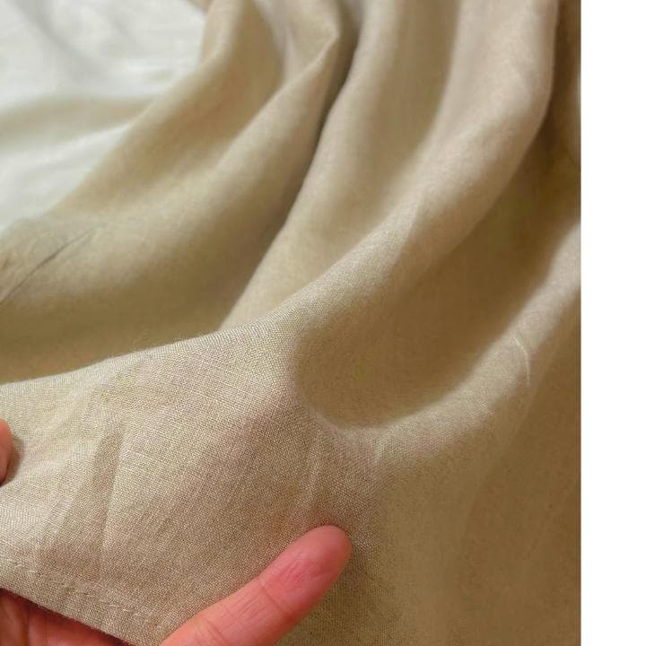 TSUHARU 麻100％ロングワンピース きなり比翼 前開き マキシ丈 ペチ付