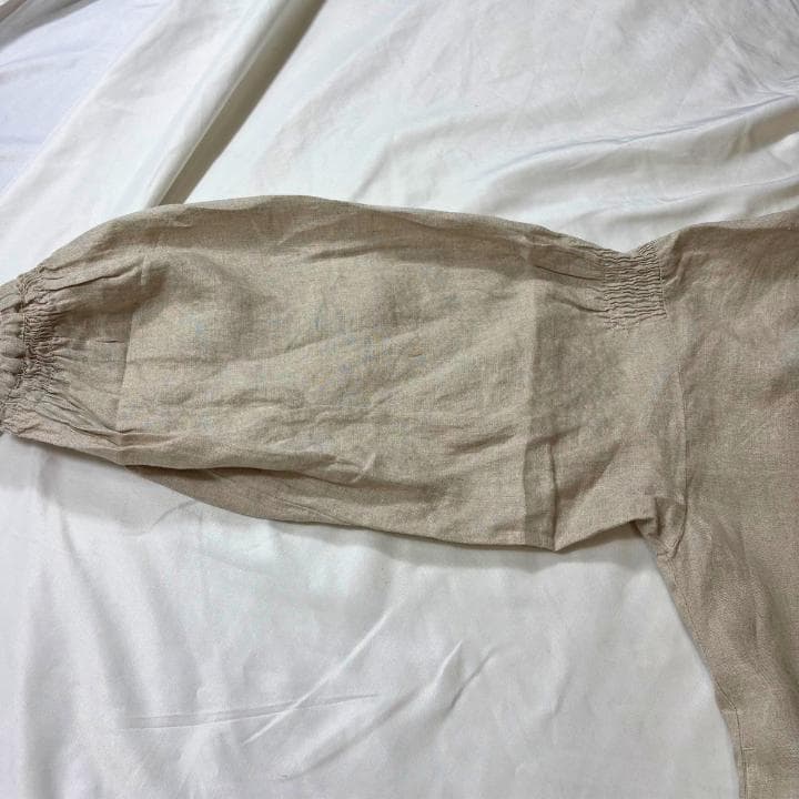 TSUHARU 麻100％ロングワンピース きなり比翼 前開き マキシ丈 ペチ付